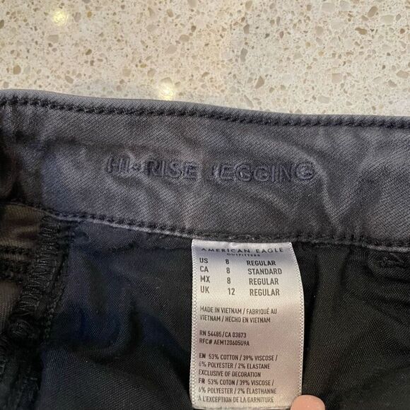 American Eagle Distressed Jegging Womens‎ 8 Washed Black Stretch Hi Rise Skinny - Picture 8 of 11